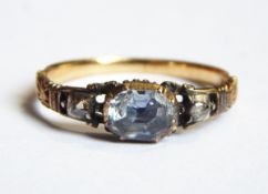 A Georgian gold three-stone ring,