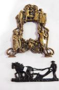 Continental pierced brass ornate photograph frame, figure decorated,