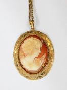 A carved shell cameo pendant,