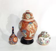 A Japanese Imari porcelain vase and cover (af),