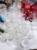 Quantity of cut glass to including wine glasses and jug etc.