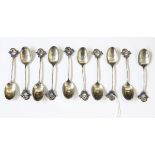 A set of 10 silver coffee spoons by Levi & Salaman, various dates,
