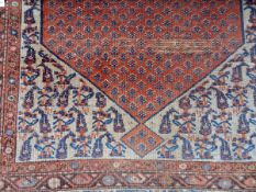 Persian wool rug of geometric design,