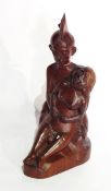African wooden fertility group depicting childbirth with husband and wife,