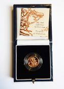 A 1999 gold proof half-sovereign,