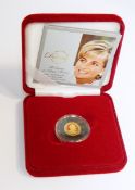 A Diana commemorative 2007 Alderney £1 gold-proof coin,