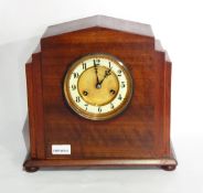 Art Deco style mahogany mantel clock with timing movement,