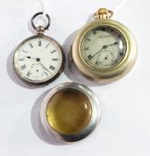 Gent's silver pocket watch and rolled gold pocket watch each having chrome cases (af)