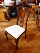 Set of six mahogany dining chairs with serpentine top rail,