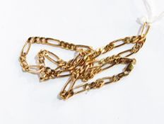 A 9ct gold fancy link chain necklace, elongated curb link, 6.6g approx.