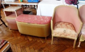 Lloyd Loom style tub armchair, similar side chair,