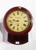 Brass inlaid mahogany drop dial wall clock by Camerer Kuss & Co,