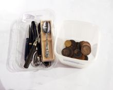A quantity of coins, barometer,