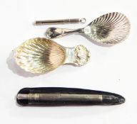 A shell-pattern caddy spoon together another,