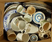 Quantity of ceramics to include commemorative mugs, blue and white plates etc.