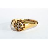 A 18ct gold and diamond dress ring, cluster design in pierced setting,