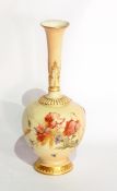 Late 19th century Royal Worcester Blush vase of ball and shaft type shape,