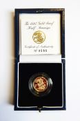 A 1997 gold proof half-sovereign,