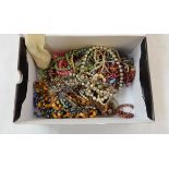 A quantity of bead necklaces and other costume jewellery