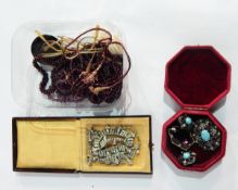 Three various garnet bead necklaces,