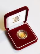 A 2005 UK gold proof half-sovereign,