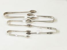 A pair of silver sugar tongs,