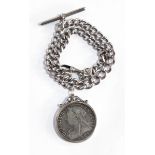 A silver albert chain,