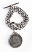 A silver albert chain,
