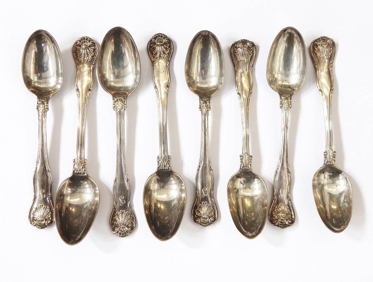 A composite set of eight Georgian silver teaspoons,