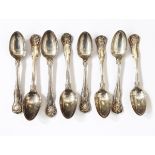 A composite set of eight Georgian silver teaspoons,