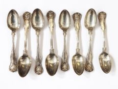 A composite set of eight Georgian silver teaspoons,