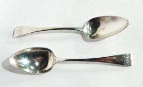 A pair of George III Old English pattern tablespoons by William Sumner, London 1801, 5oz approx.