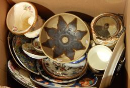 Quantity of decorative plates to include Imari, early handpainted teacup, etc.