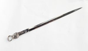 A George III silver meat skewer by Comyns, London 1817, 5oz,