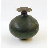 Possibly Andrew Hill vase with flared rim, bulbous body and raku glaze,