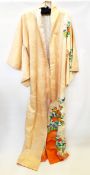 Oriental kimono with printed decoration of flowers and birds Live Bidding: If you