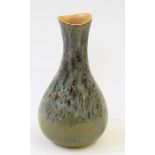 Stoneware vase with green ground and mottled glaze,