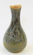 Stoneware vase with green ground and mottled glaze,