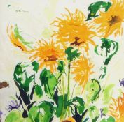 Valerie McLeash (88) Watercolour drawing Study of sunflowers,