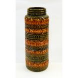 West Germany stoneware cylindrical vase with geometric pattern,