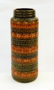 West Germany stoneware cylindrical vase with geometric pattern,