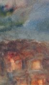 Signed indistinctly Watercolour House surrounded by trees,