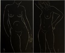 Eric Gill (1882-1940) Original wood engraving Two nude statues from "25 Nudes" published by Dent &