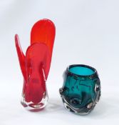 20th century Whitefriars-style glass vase in red,