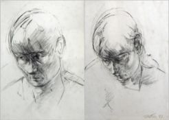 J Martins Pencil sketch Male head, signed,