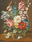 Van Jakob Pair oils on canvas still life study flowrs in vase 24.