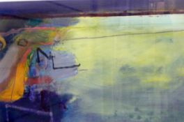 James Judge Oil on paper "Sea Wall" stylised sea landscape,
