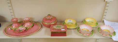 Mintons dressing table set and four Carltonware lily dishes