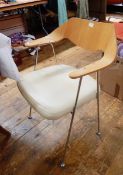 20th century chair with U-shaped back, on metal legs,