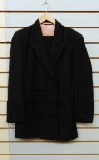 A 1990's Louise Verity original lady's black pinstriped skirt suit with frogging detail